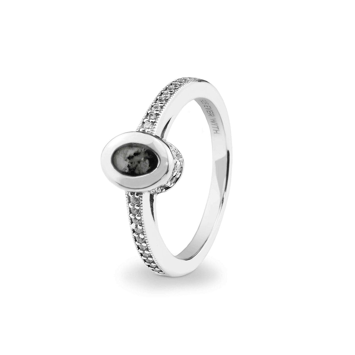 Load image into Gallery viewer, EverWith Ladies Oval Halo Memorial Ashes Ring with Fine Crystals