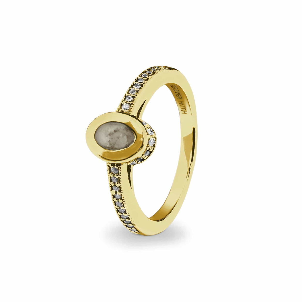 Load image into Gallery viewer, EverWith Ladies Oval Halo Memorial Ashes Ring with Fine Crystals