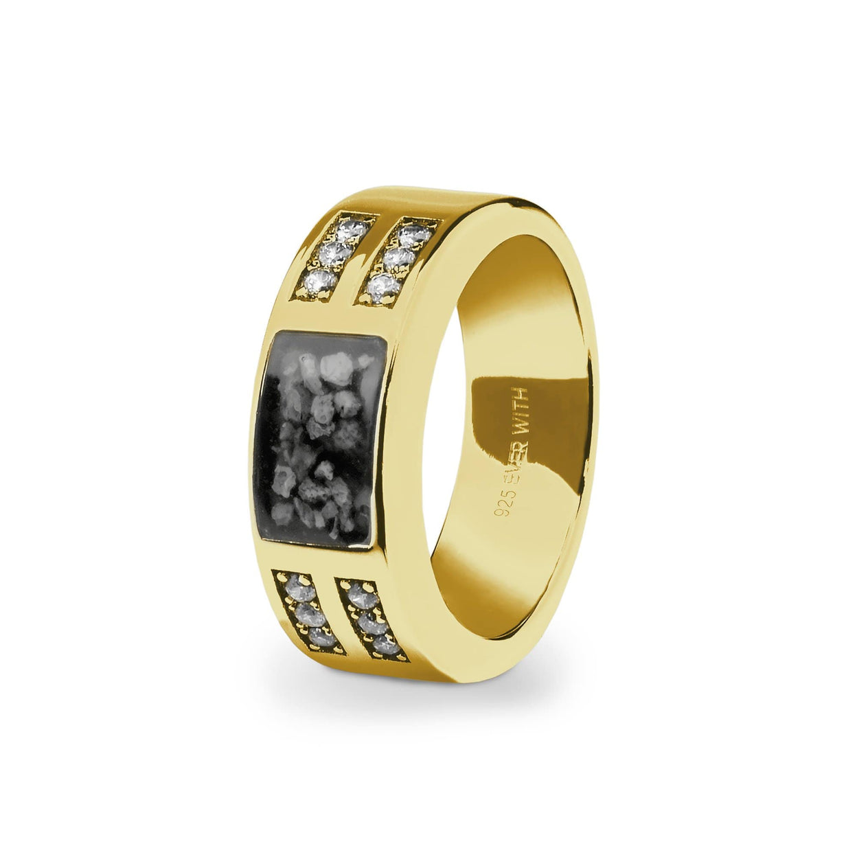 Load image into Gallery viewer, EverWith Gents Oblong Memorial Ashes Ring with Fine Crystals