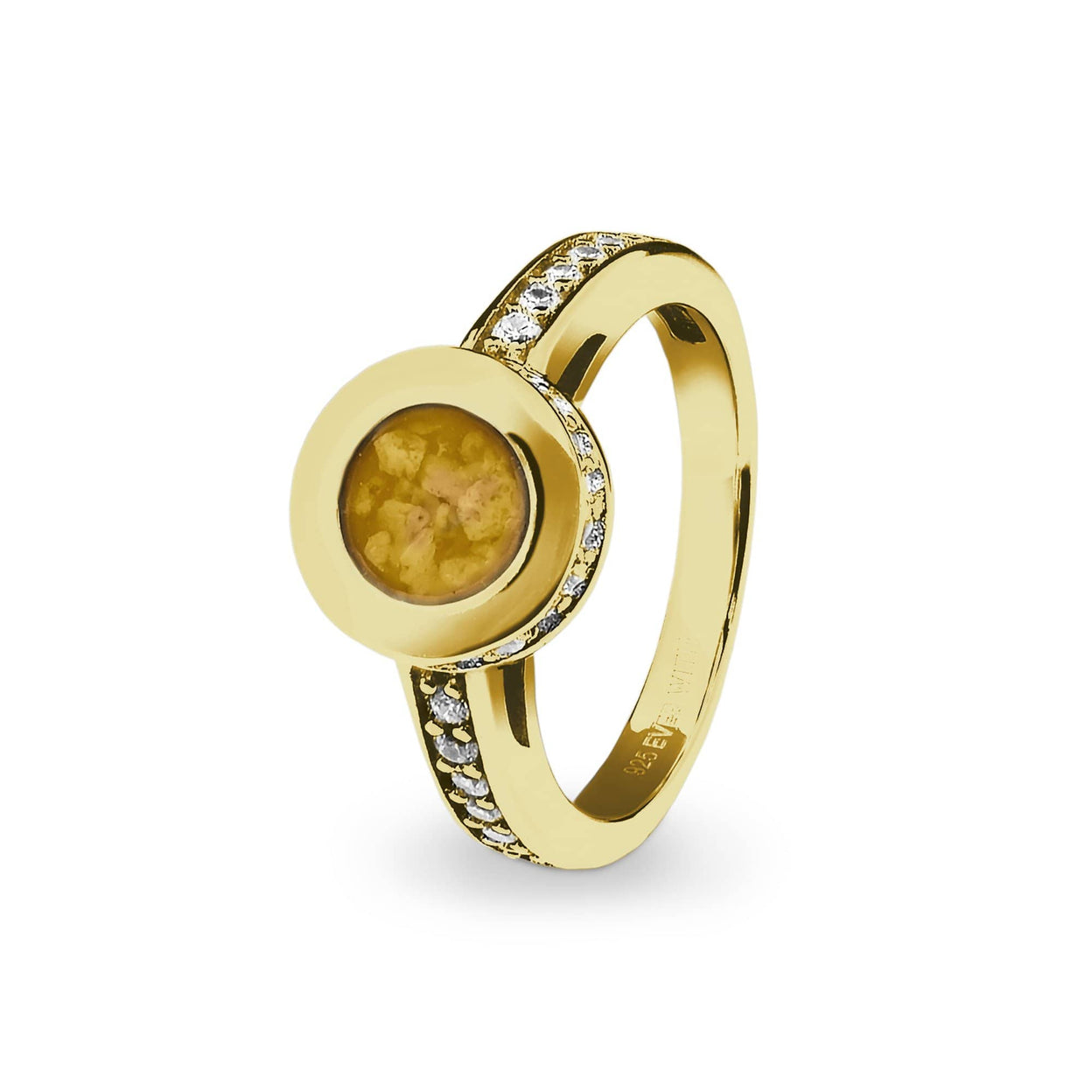 Load image into Gallery viewer, EverWith Ladies Round Halo Memorial Ashes Ring with Fine Crystals