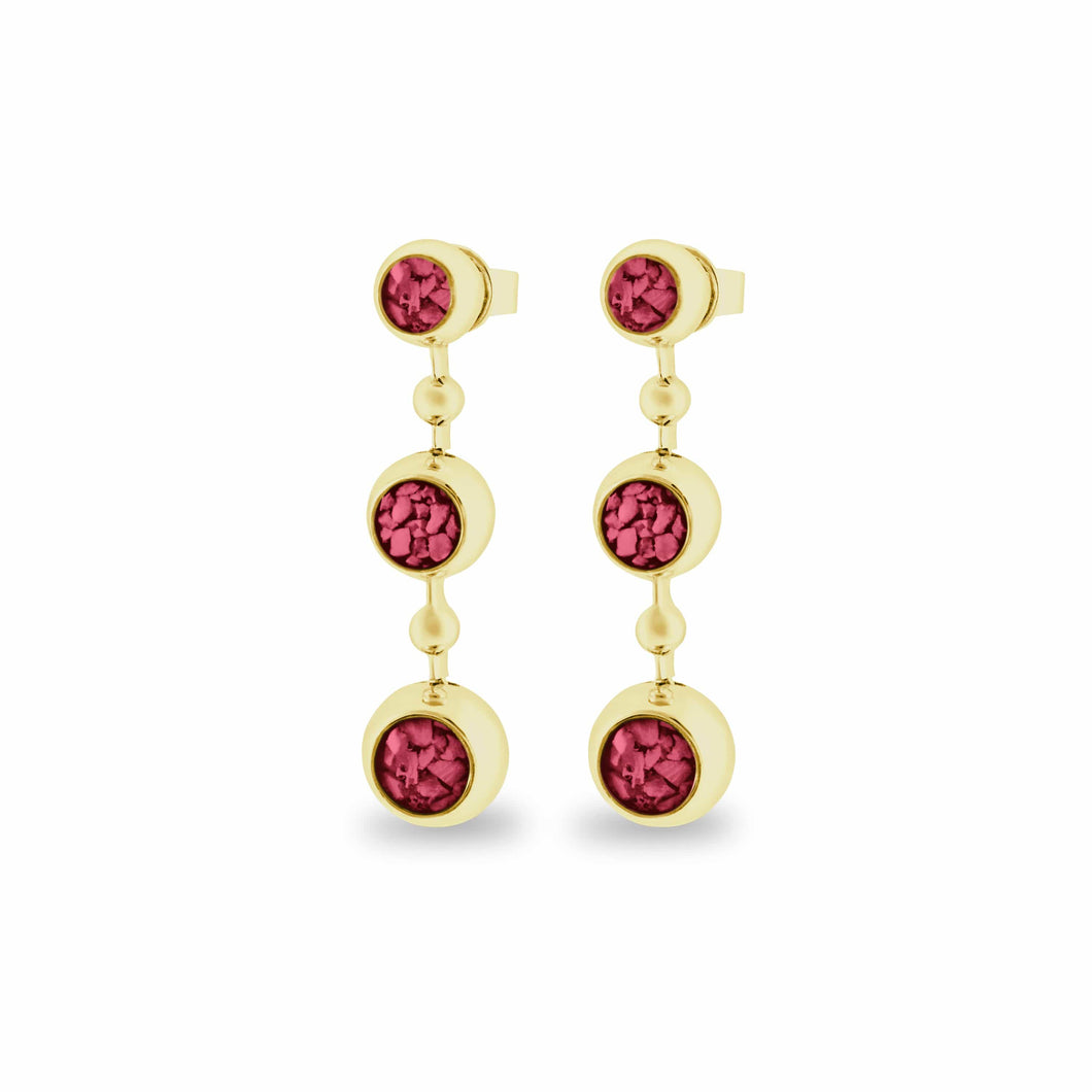 EverWith Ladies Rondure Array Triple Drop Memorial Ashes Earrings