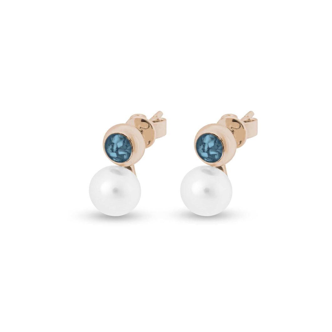 EverWith Ladies Rondure Pearl Memorial Ashes Earrings