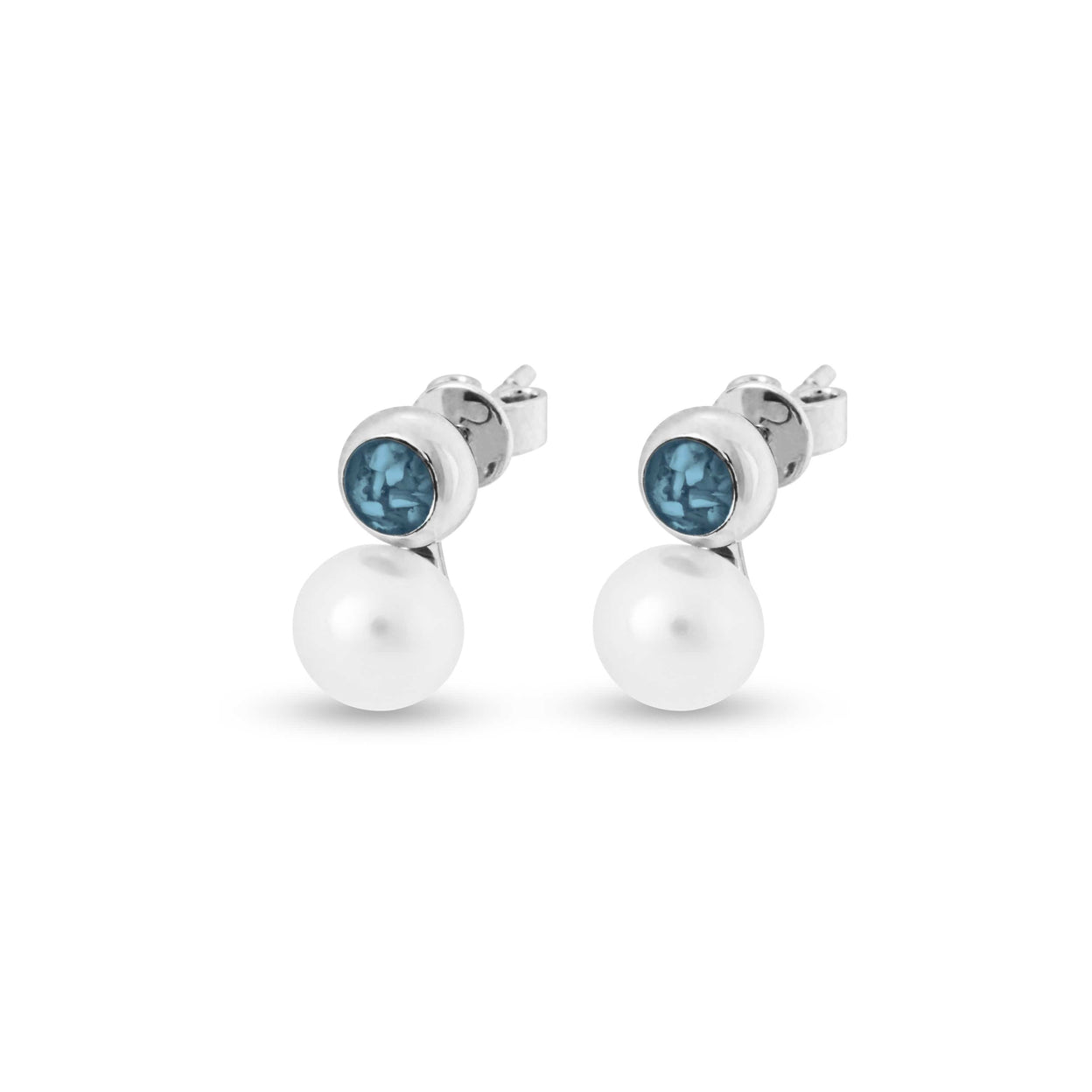 Load image into Gallery viewer, EverWith Ladies Rondure Pearl Memorial Ashes Earrings