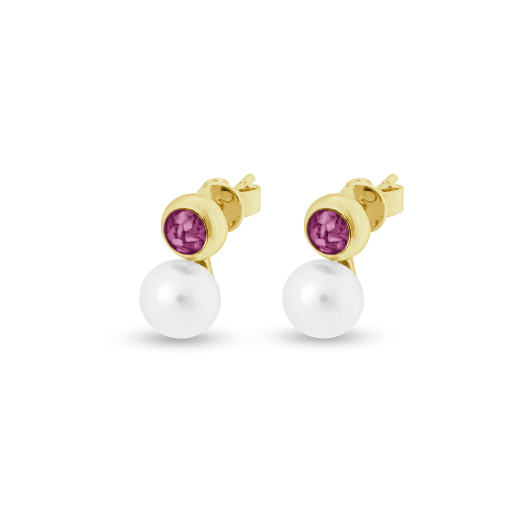 EverWith Ladies Rondure Pearl Memorial Ashes Earrings