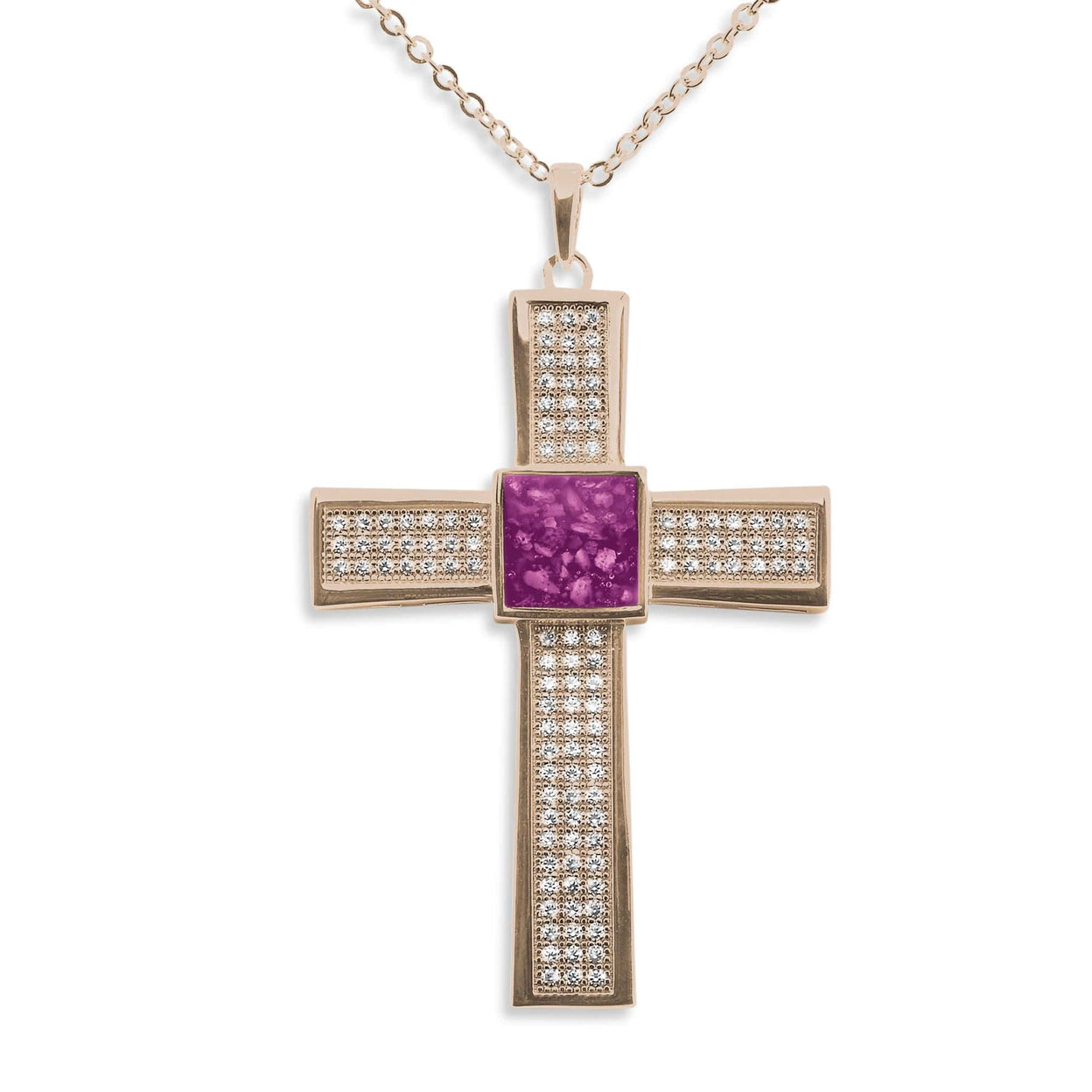 Load image into Gallery viewer, EverWith Gents Oversized Cross Memorial Ashes Pendant with Fine Crystals