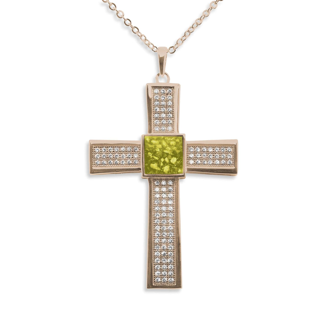 EverWith Gents Oversized Cross Memorial Ashes Pendant with Fine Crystals