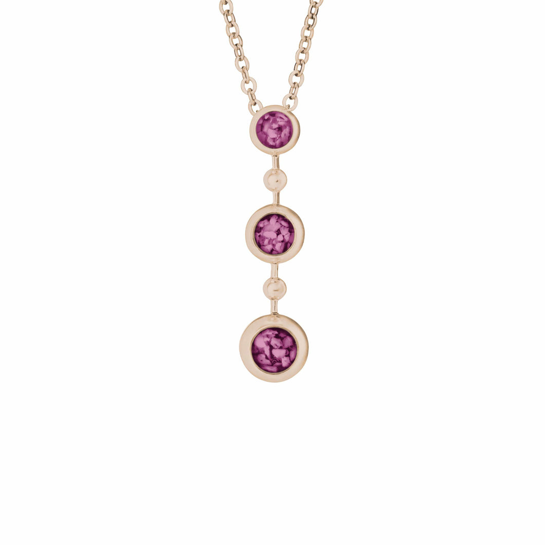 EverWith Ladies Rondure Triple Drop Memorial Ashes Necklace