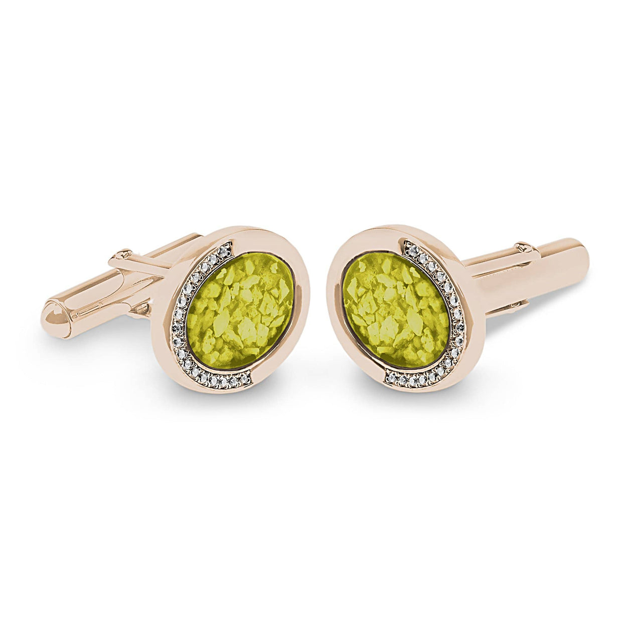 Load image into Gallery viewer, EverWith Gents Fancy Oval Memorial Ashes Cufflinks with Fine Crystals