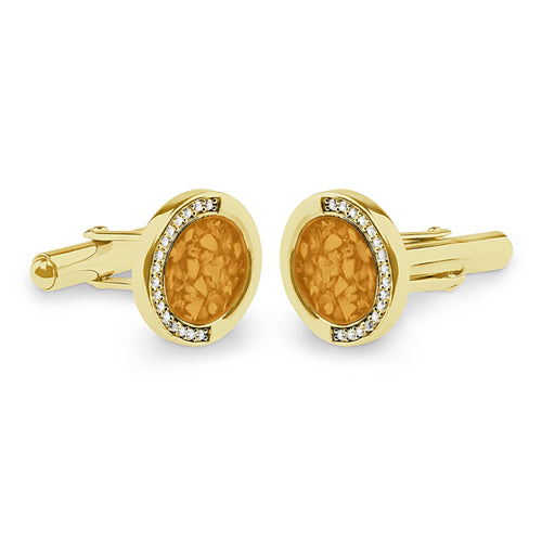 EverWith Gents Fancy Round Memorial Ashes Cufflinks with Fine Crystals