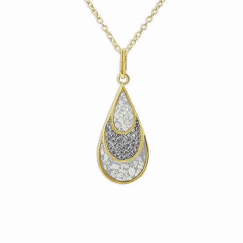 EverWith Ladies Layered Teardrop Memorial Ashes Pendant with Fine Crystals