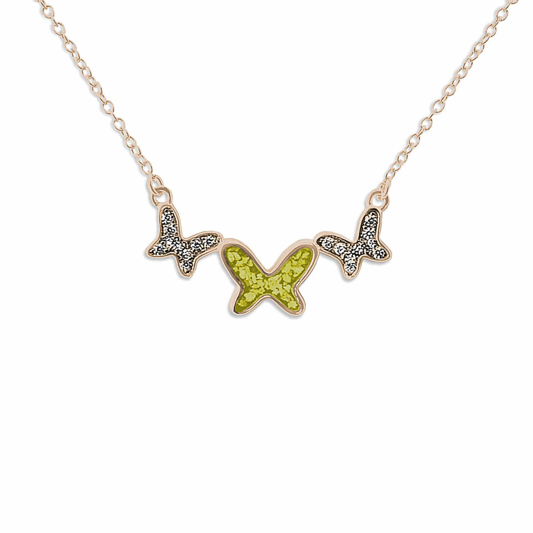 EverWith Ladies Butterflies Memorial Ashes Necklace with Fine Crystals