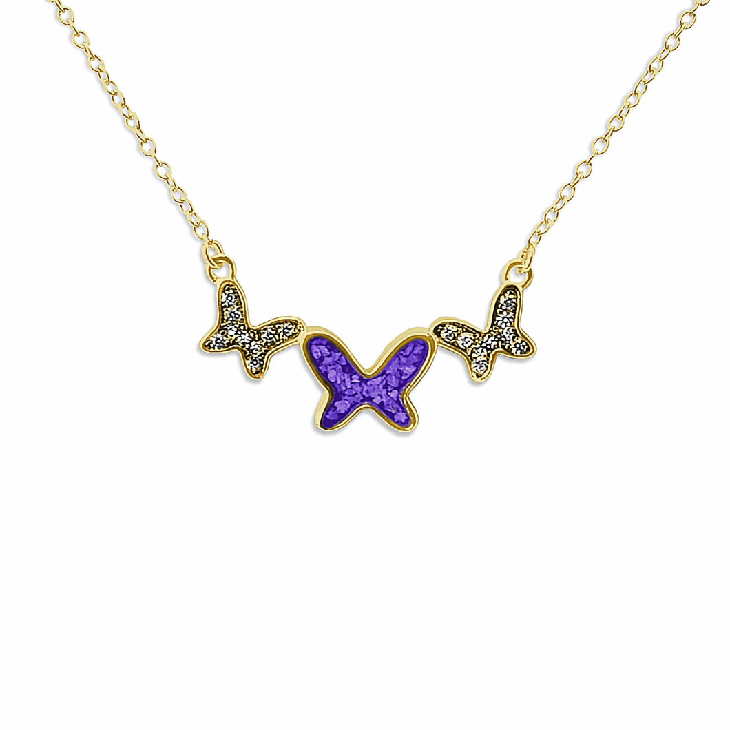 EverWith Ladies Butterflies Memorial Ashes Necklace with Fine Crystals