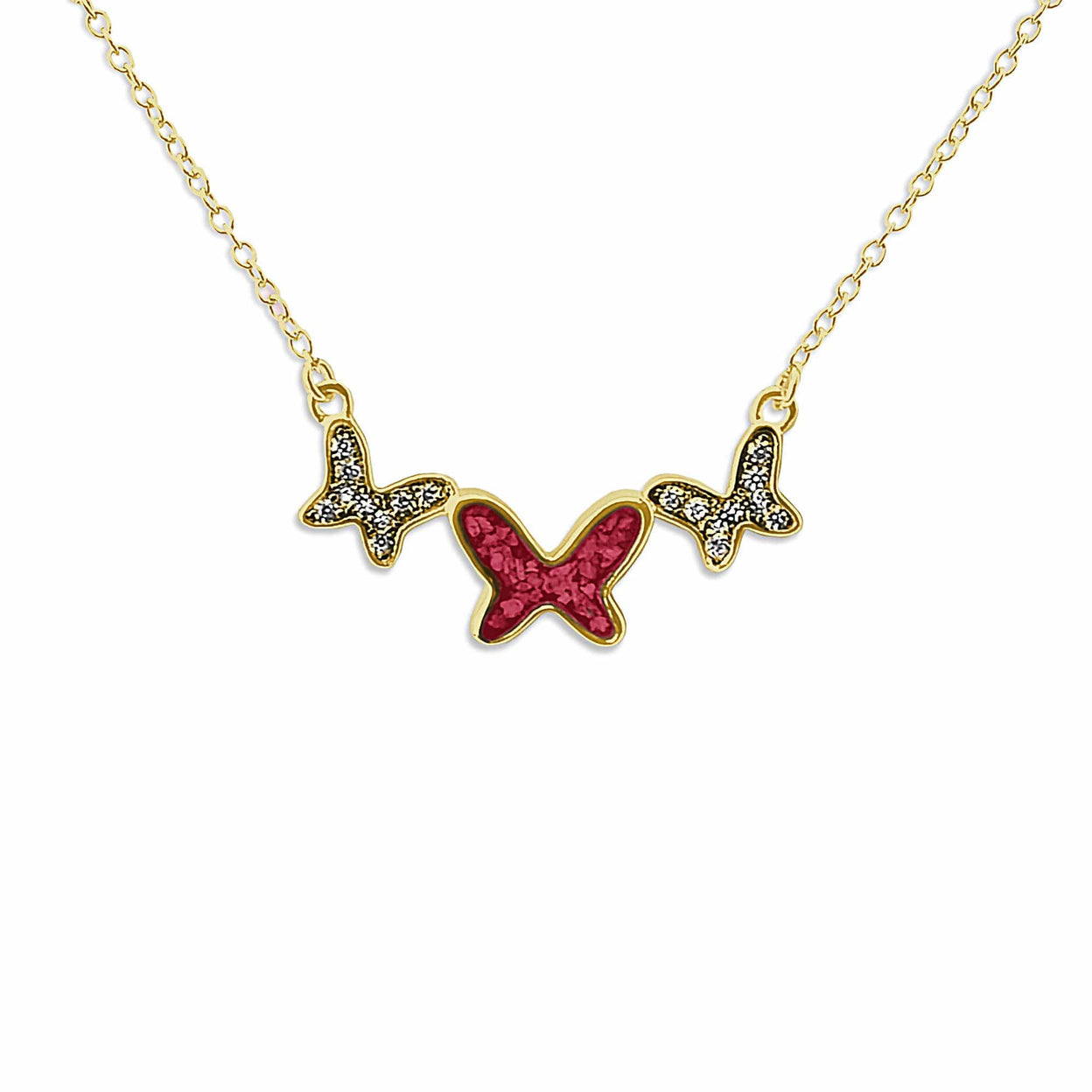 Load image into Gallery viewer, EverWith Ladies Butterflies Memorial Ashes Necklace with Fine Crystals