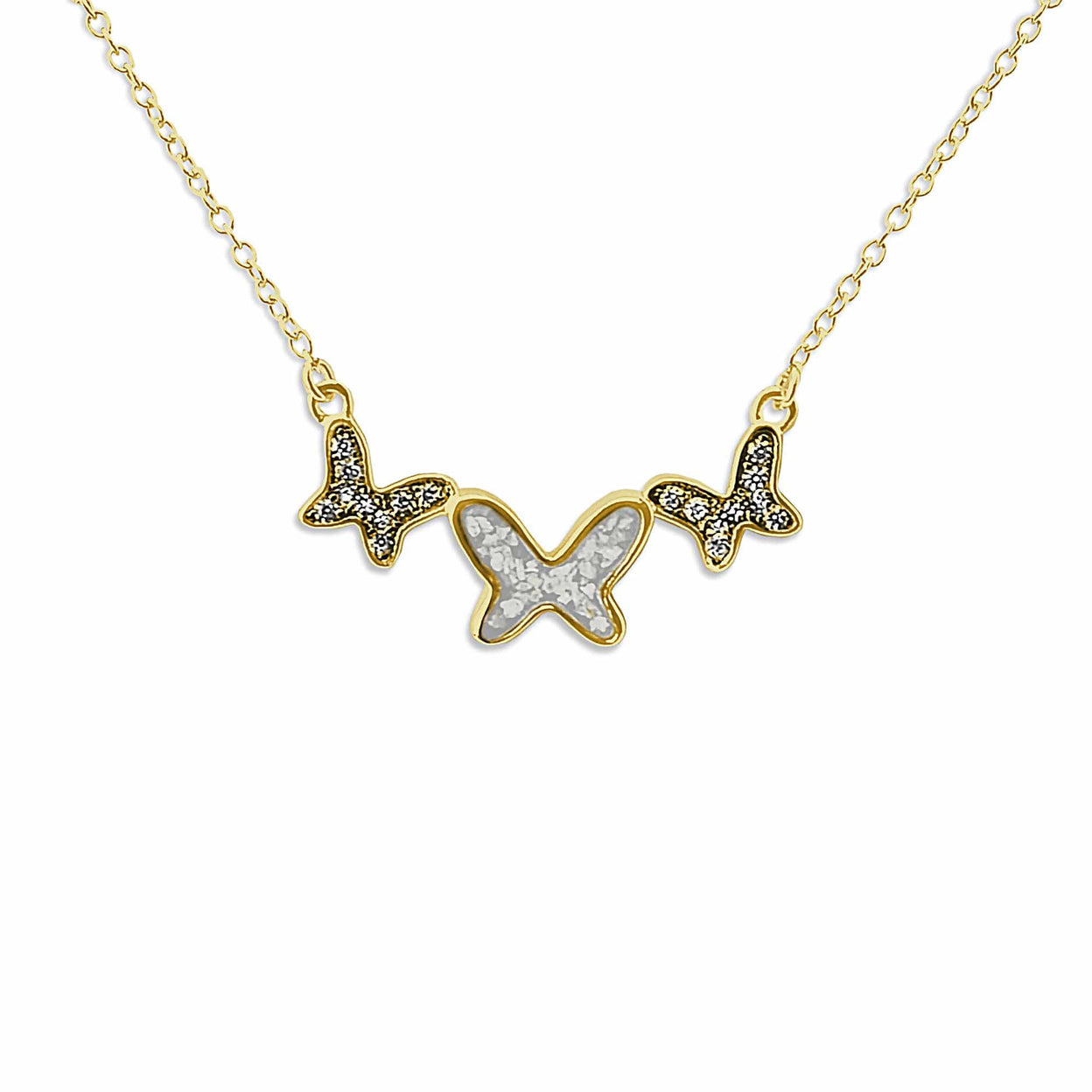 Load image into Gallery viewer, EverWith Ladies Butterflies Memorial Ashes Necklace with Fine Crystals