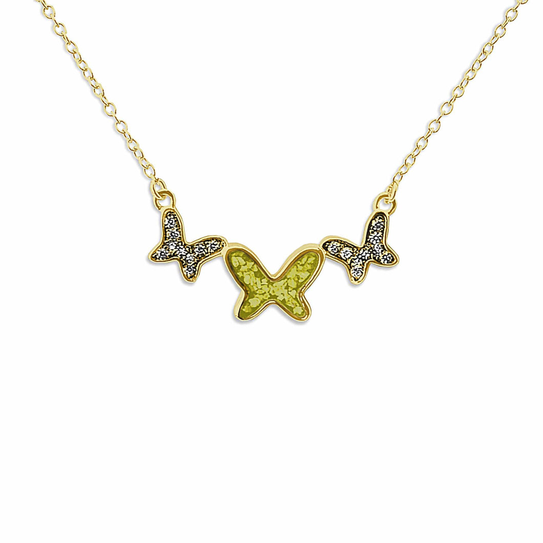 EverWith Ladies Butterflies Memorial Ashes Necklace with Fine Crystals