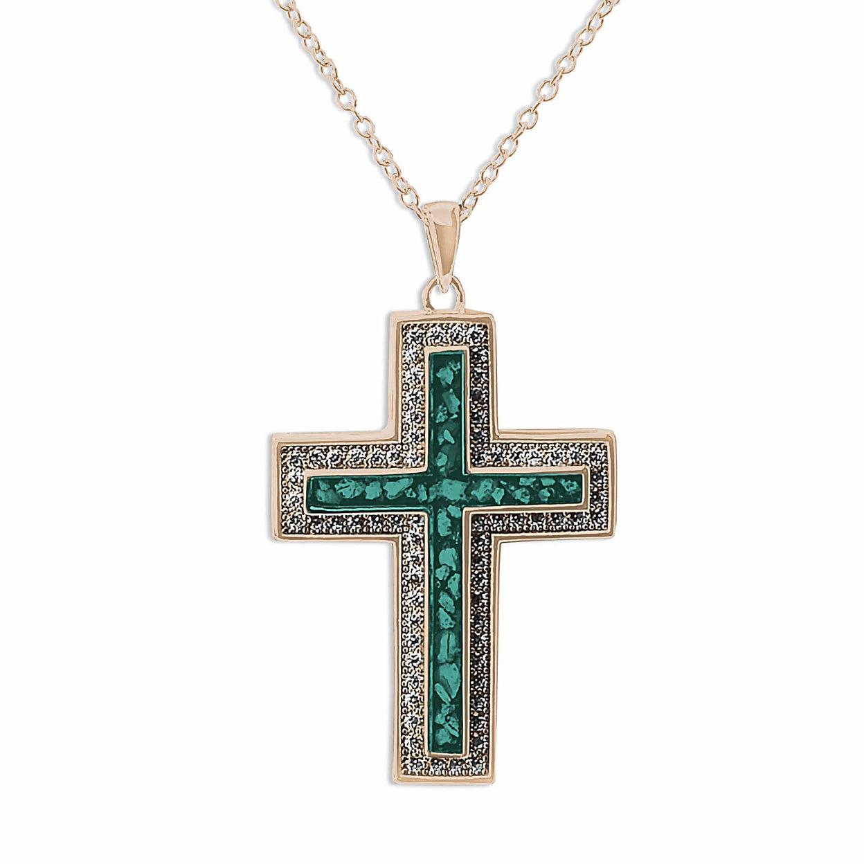 Load image into Gallery viewer, EverWith Unisex Cross Memorial Ashes Pendant with Fine Crystals