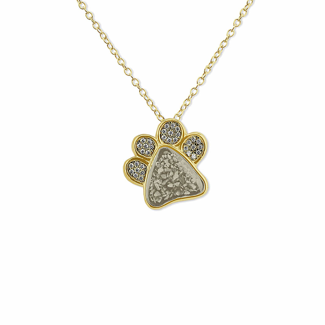 EverWith Unisex Paw Print Memorial Ashes Pendant with Fine Crystals