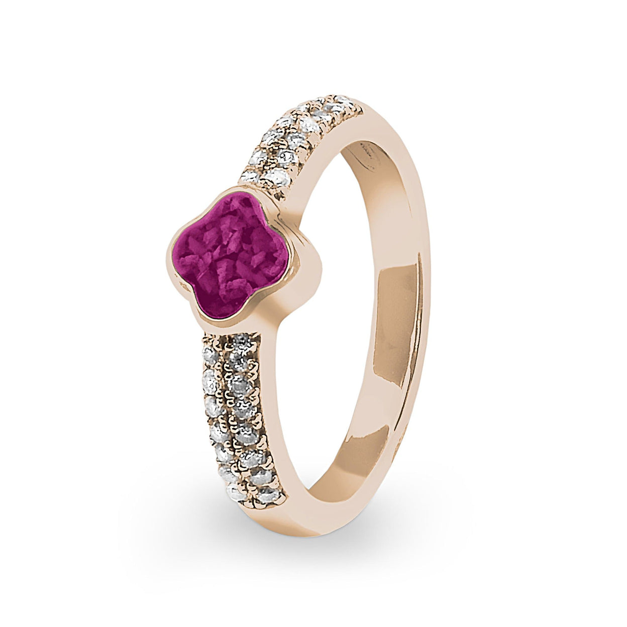 Load image into Gallery viewer, EverWith Ladies Clover Memorial Ashes Ring with Fine Crystals