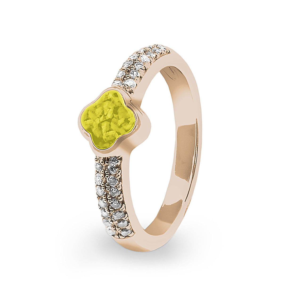 Load image into Gallery viewer, EverWith Ladies Clover Memorial Ashes Ring with Fine Crystals