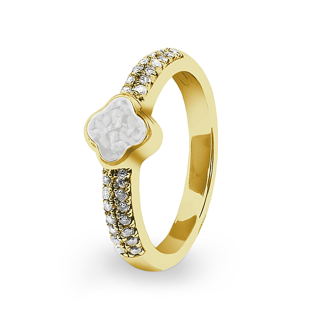 Load image into Gallery viewer, EverWith Ladies Clover Memorial Ashes Ring with Fine Crystals